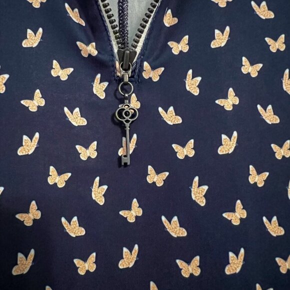 🏷️NWT Belyn Key Ladies Birdie Sleeveless Golf Polo Shirt Butterfly Print Size S - Picture 2 of 8